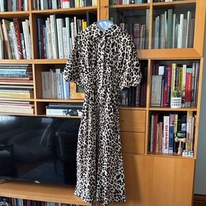Elegant Leopard Print Long Sleeve Dress